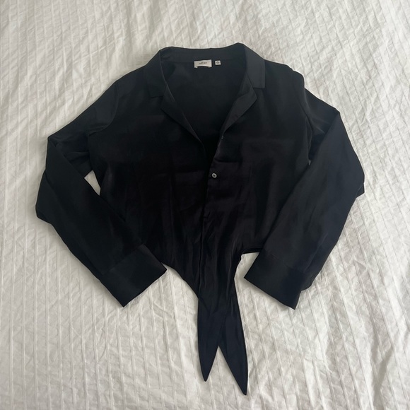 Aritzia wilfred tie front satin blouse - Picture 2 of 4